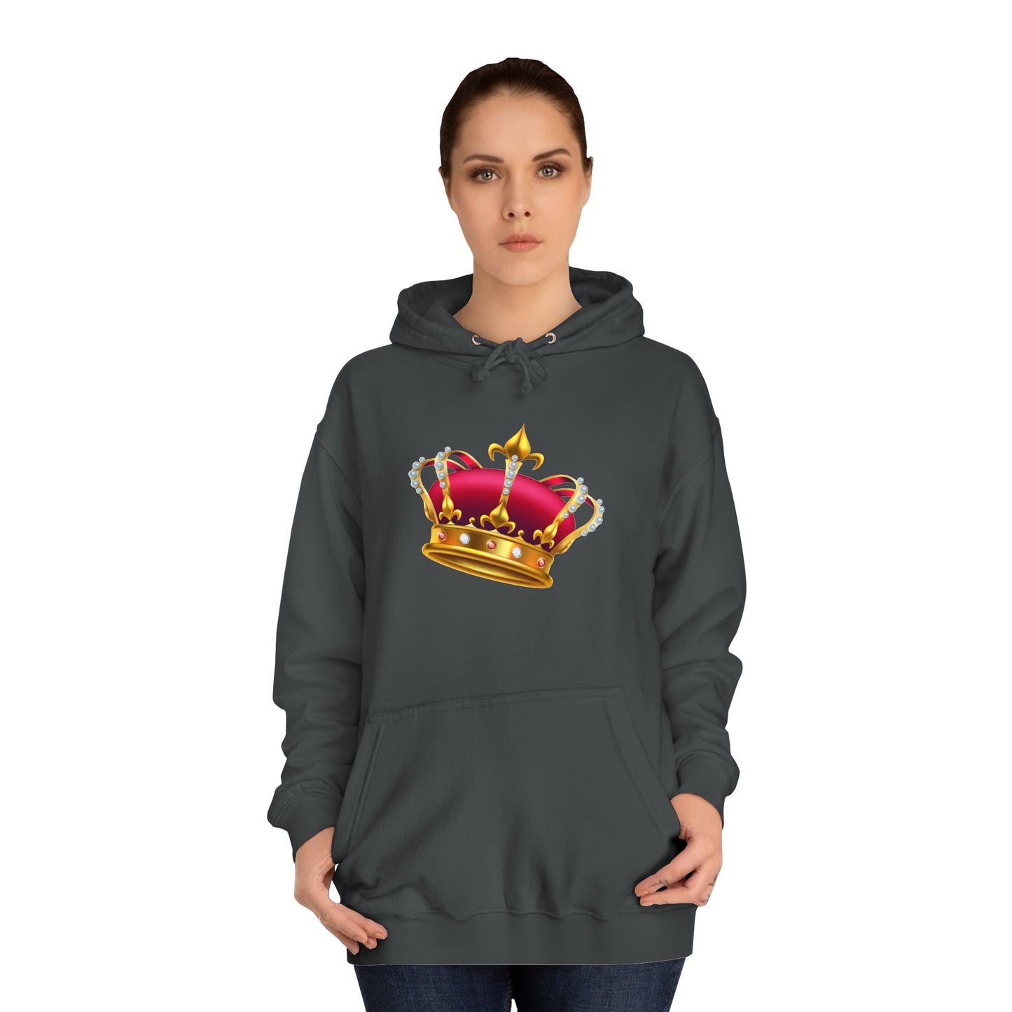 Unisex College Hoodie - British Royal Crown Design - Iconic Symbol of Monarchy