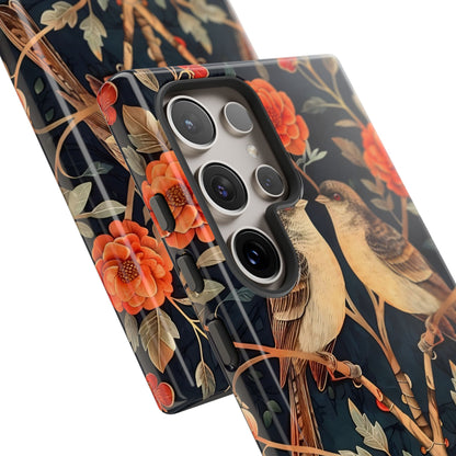 Floral Phone Case – Tough Cases with Bird Design, Unique Gift for Nature Lovers, Stylish Tech Accessory, Phone Cover, Artistic Case