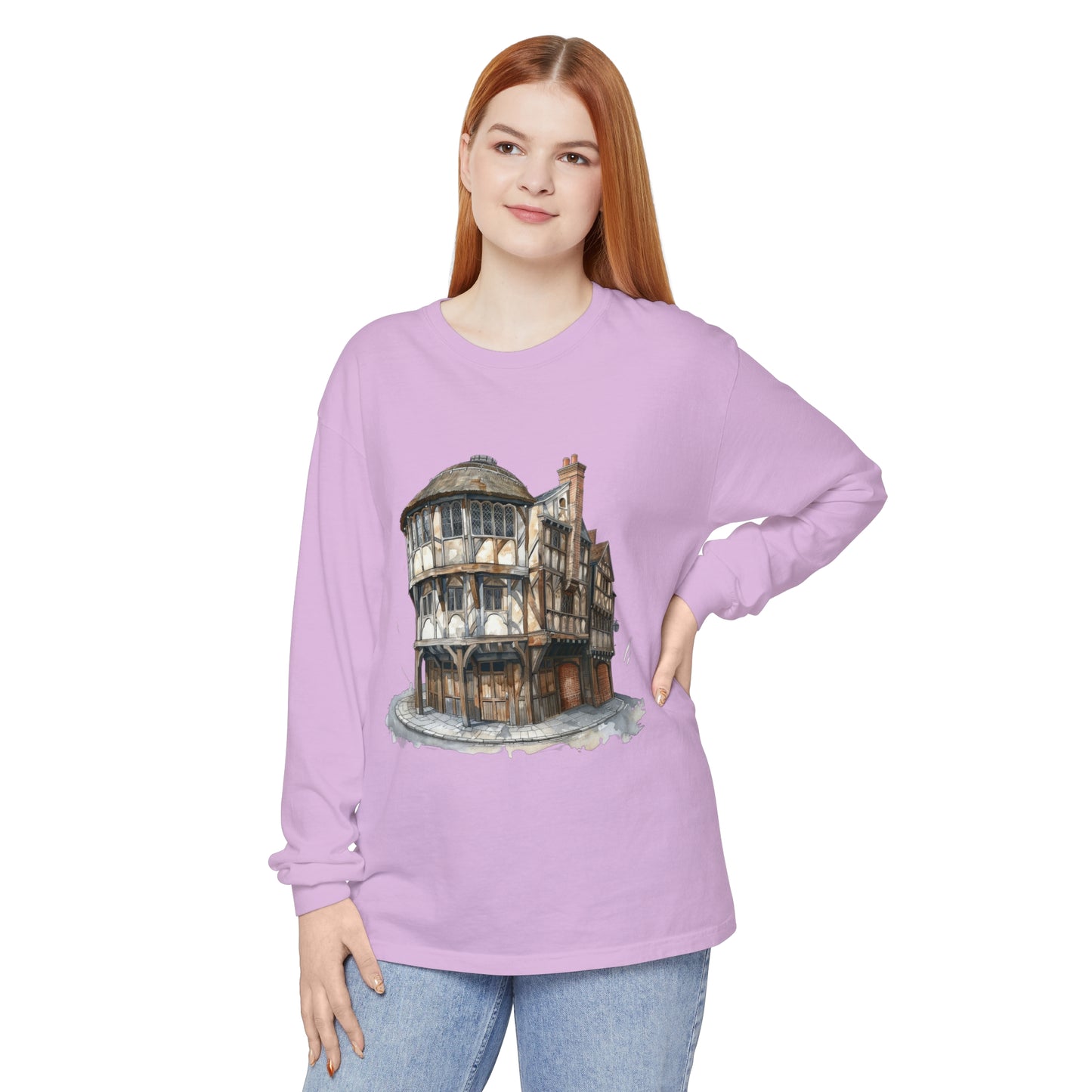 Unisex Garment-dyed Long Sleeve T-Shirt - Raising a Glass - The Spirit of British Pubs