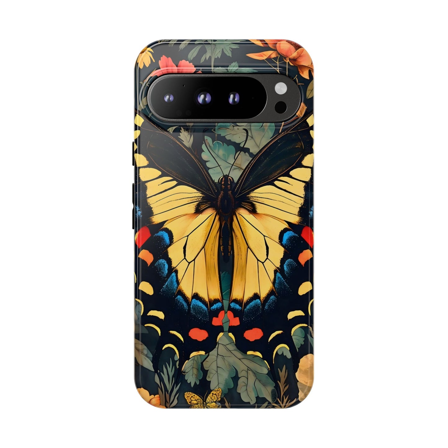 Butterfly Floral Phone Case, Art-inspire Tough Case, Gift for Nature Lovers, Butterfly Pattern Cover, Eco-Friendly Mobile Accessory