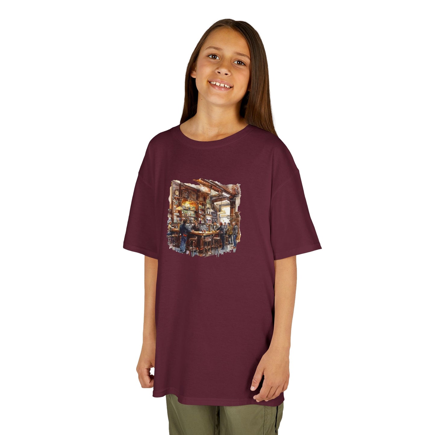 Kids' Tee with Whimsical Design -  Rustic Bar Interior Watercolor Painting - Perfect for Everyday Fun!