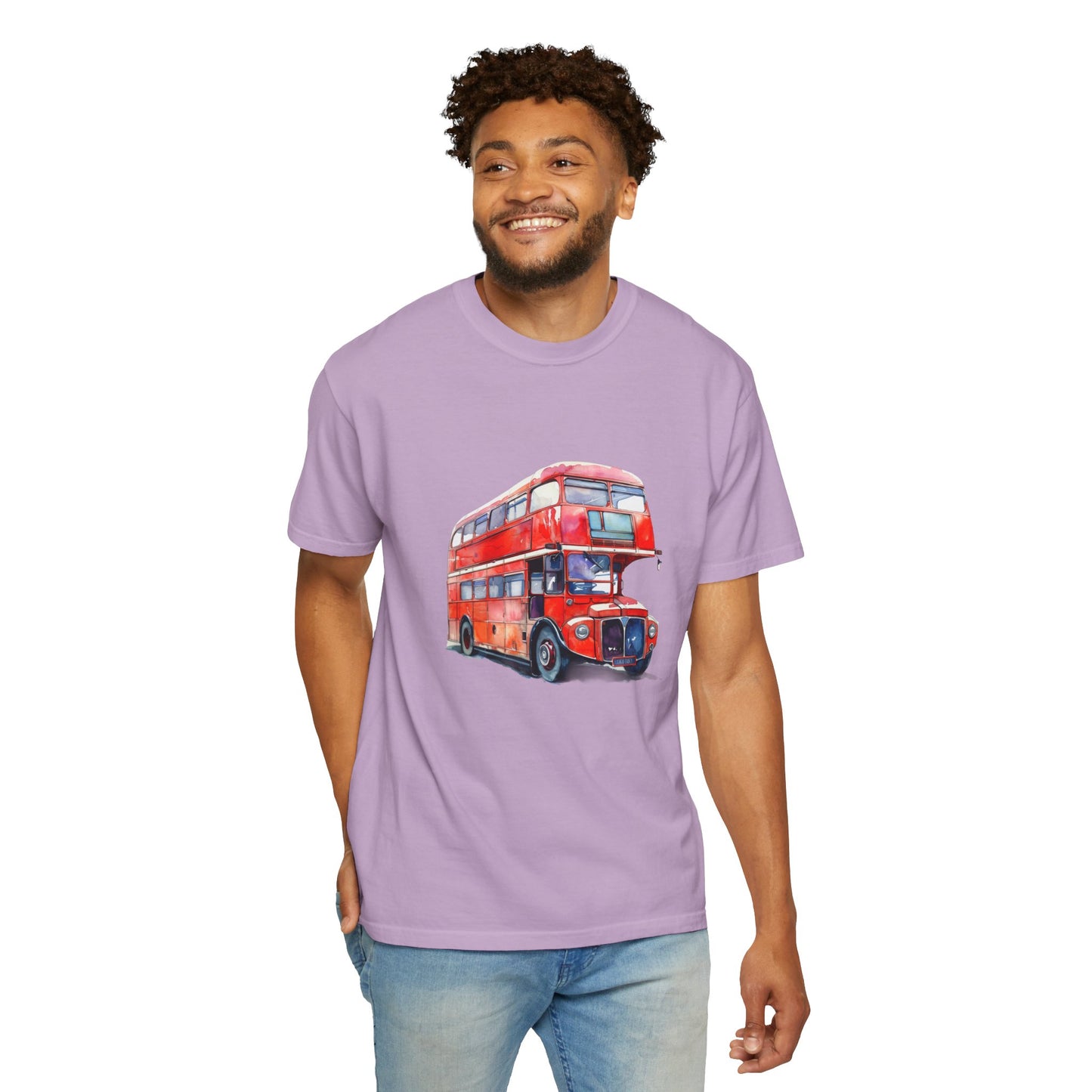 Unisex Garment-Dyed T-shirt - Timeless London Transport: The Red Bus