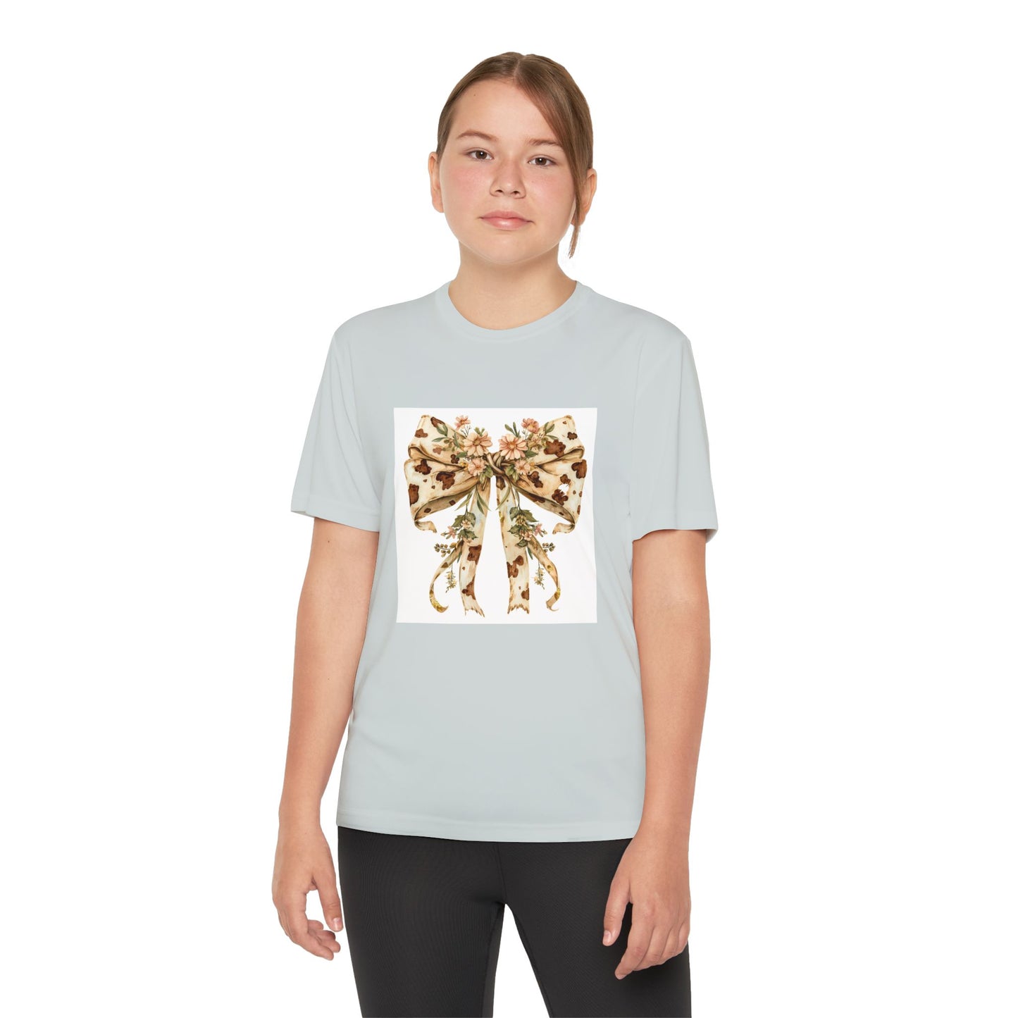 Floral Bow Youth Tee - Stylish & Playful Design for Kids