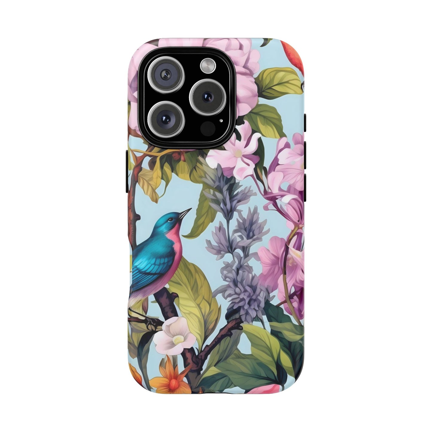 Floral Phone Case with Birds, Tough Cases for Nature Lovers, Stylish Phone Accessories, Unique Gifts for Her, Cute Tech Protector