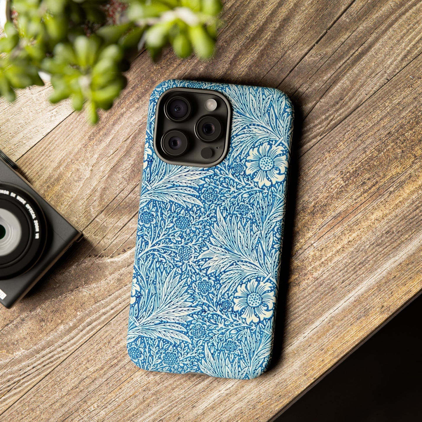 Stylish Phone Case, Tough Floral Phone Cover, Fashionable Tech Accessory, Gift for Her, Blue Flower Design