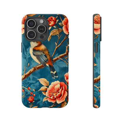 Bird & Floral Phone Case, Tough Cases for Nature Lovers, Gift for Her, Customizable Design, Vibrant Tech Accessories
