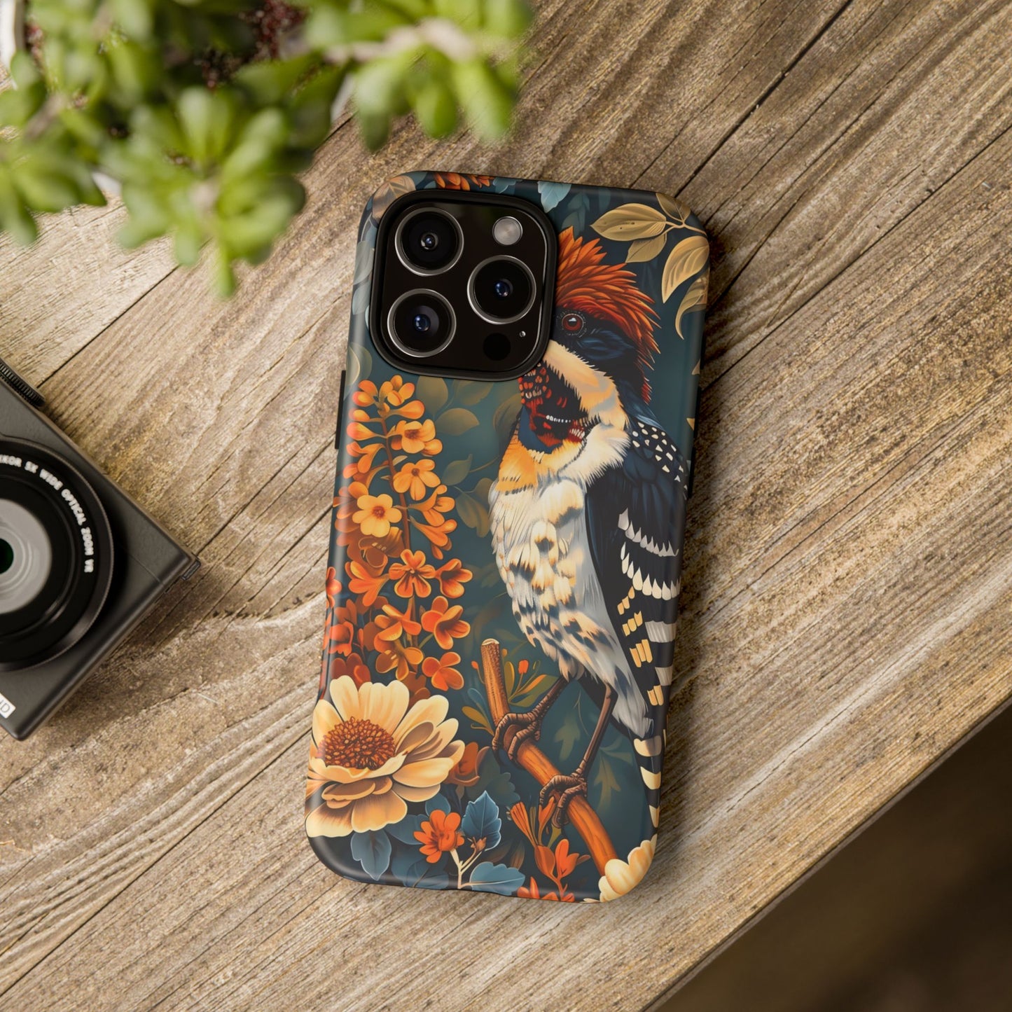 Tough Cases: Floral Bird Phone Case, Vintage Style Cover, Nature Lover Gift, Botanical Design, Spring Inspire Fashion