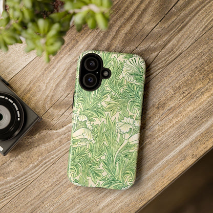 Green Floral Phone Case, Botanical iPhone Cover, Tough Phone Shell, Nature-inspired Gift, Eco-friendly Tech Accessory