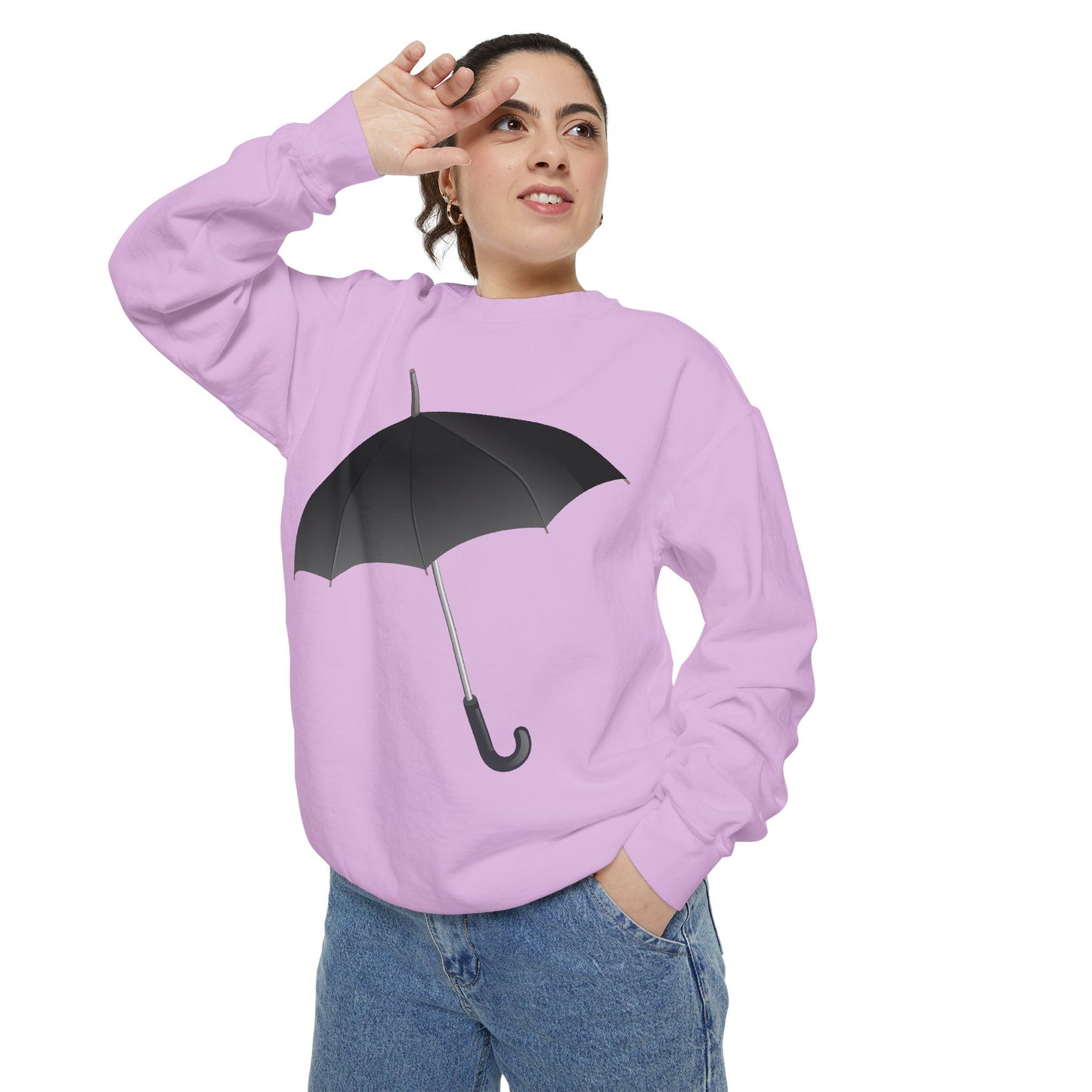 Unisex Garment-Dyed Sweatshirt - Regal Royal Umbrella - Elegant and Majestic Design