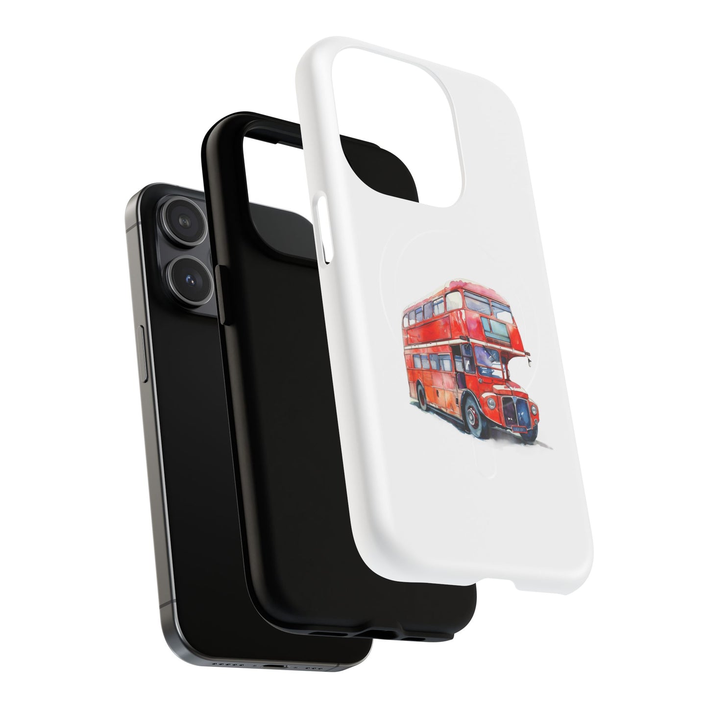 Vintage Double-Decker Bus Phone Case, Tough Magnetic Cases, Unique Mobile Cover, Gifts for Travelers, London-Themed Accessories