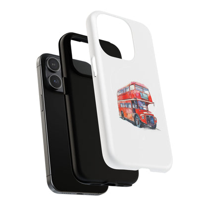 Vintage Double-Decker Bus Phone Case, Tough Magnetic Cases, Unique Mobile Cover, Gifts for Travelers, London-Themed Accessories