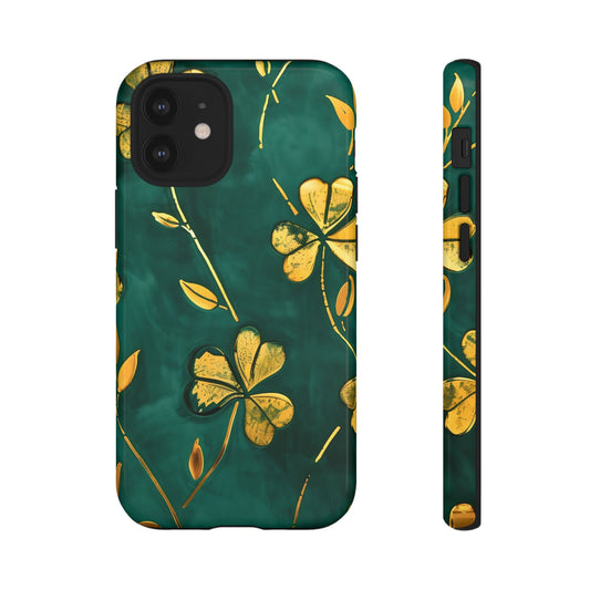 Floral Phone Case with Gold Accents, Tough Phone Cover, Stylish Phone Protector, Unique Gift for Her, Nature Lover Accessory