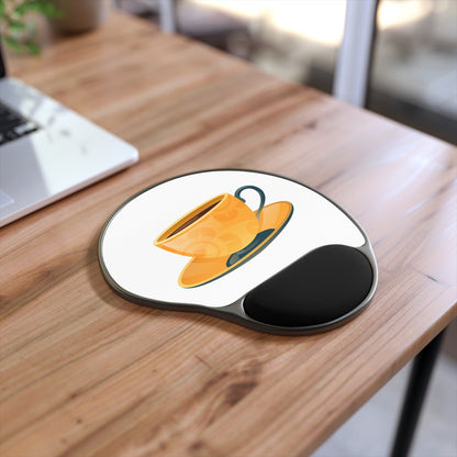 Stylish Coffee Cup Mouse Pad With Wrist Rest, Cute Office Decor, Ergonomic Desk Accessory, Gift for Coffee Lovers, Unique Computer Mouse Pad