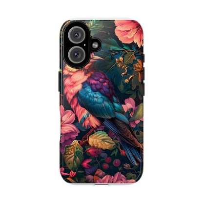 Tough Cases: Vibrant Tropical Bird Phone Case, Floral Smartphone Cover, Nature Lover Gift, Boho Phone Accessory, Cute Bird Case