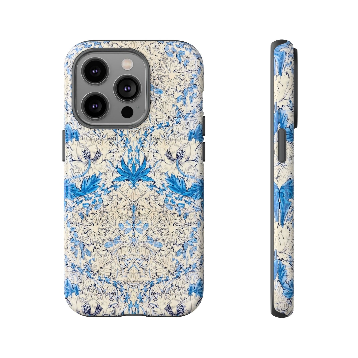 Elegant Floral Phone Case, Tough iPhone Cover, Stylish Mobile Protector, Blue Patterned Case, Unique Gift for Her
