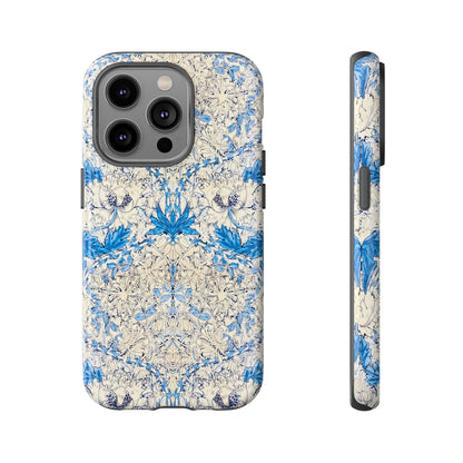 Elegant Floral Phone Case, Tough iPhone Cover, Stylish Mobile Protector, Blue Patterned Case, Unique Gift for Her