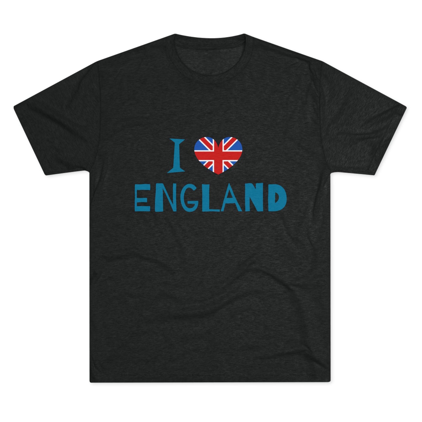I Love England - Union Jack Heart Trendy Unisex Tri-Blend Crew Tee