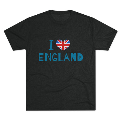 I Love England - Union Jack Heart Trendy Unisex Tri-Blend Crew Tee