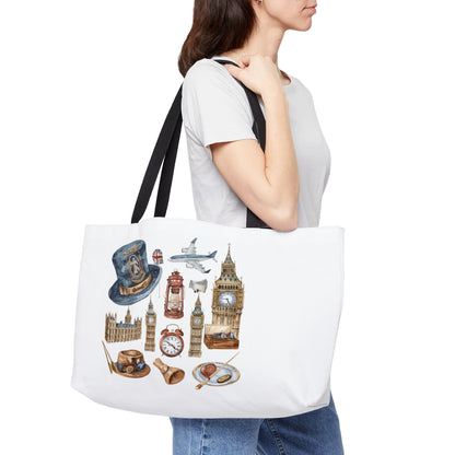 London Adventure Weekender Tote Bag, Travel Bag, Vacation Tote, Gift for Travelers, Stylish Carryall for Getaways