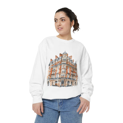 Unisex Garment-Dyed Sweatshirt - Classic British Architecture - Elegant Historic Building