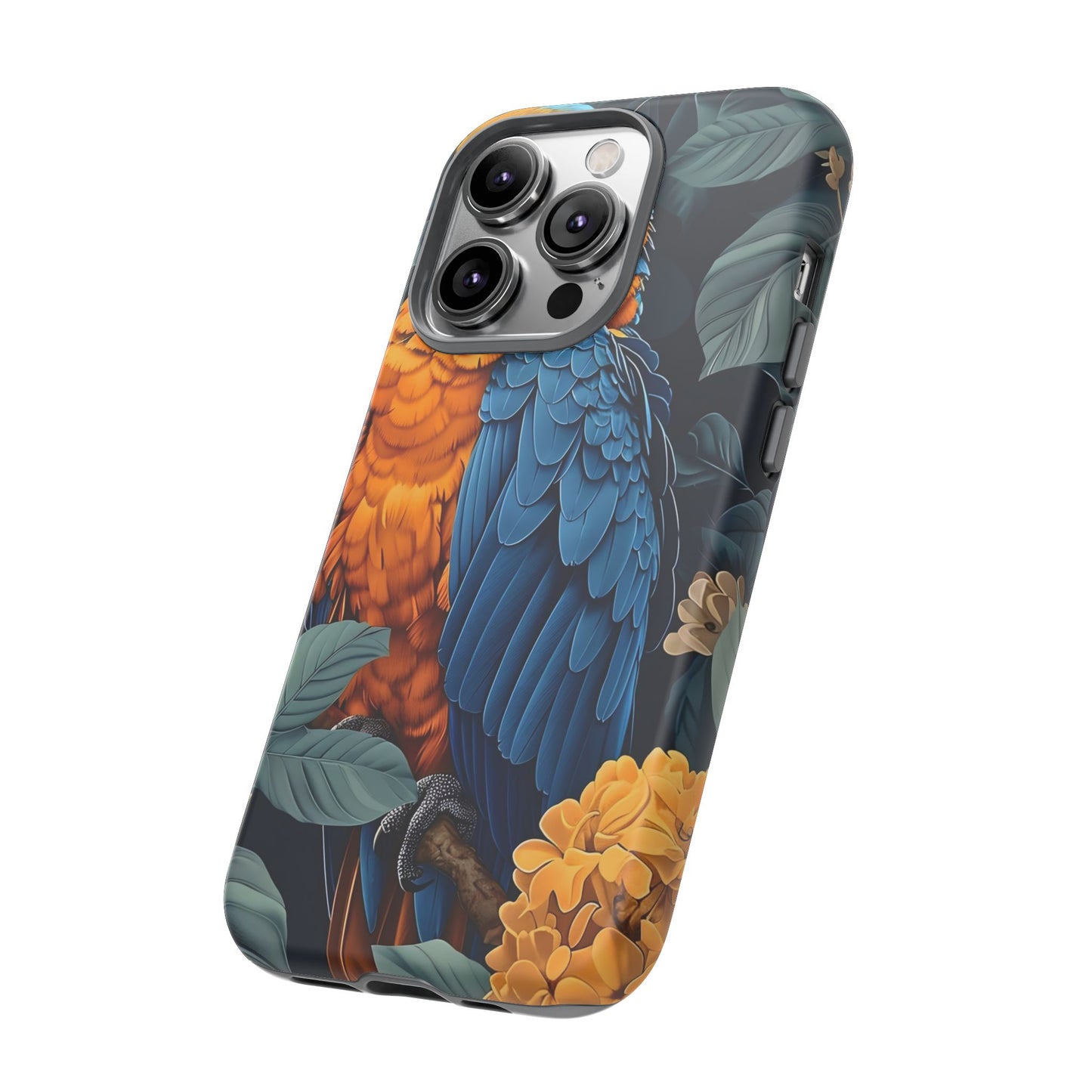 Tropical Parrot Phone Case - Tough Cases, Colorful Phone Cover, Nature Lover Gift, Floral Design, Bird Lover Accessory