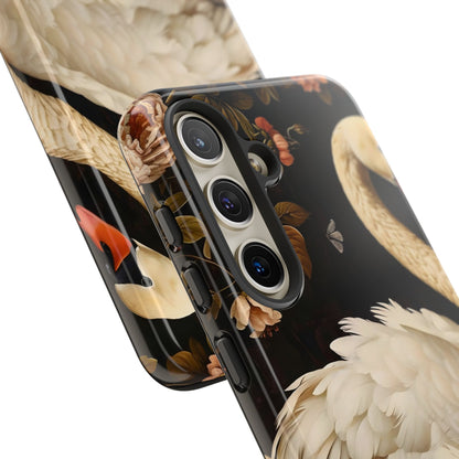 Elegant Swan Phone Case, Floral iPhone Cover, Tough Phone Case, Gift for Her, Nature Lover, Mother's Day, Birthday