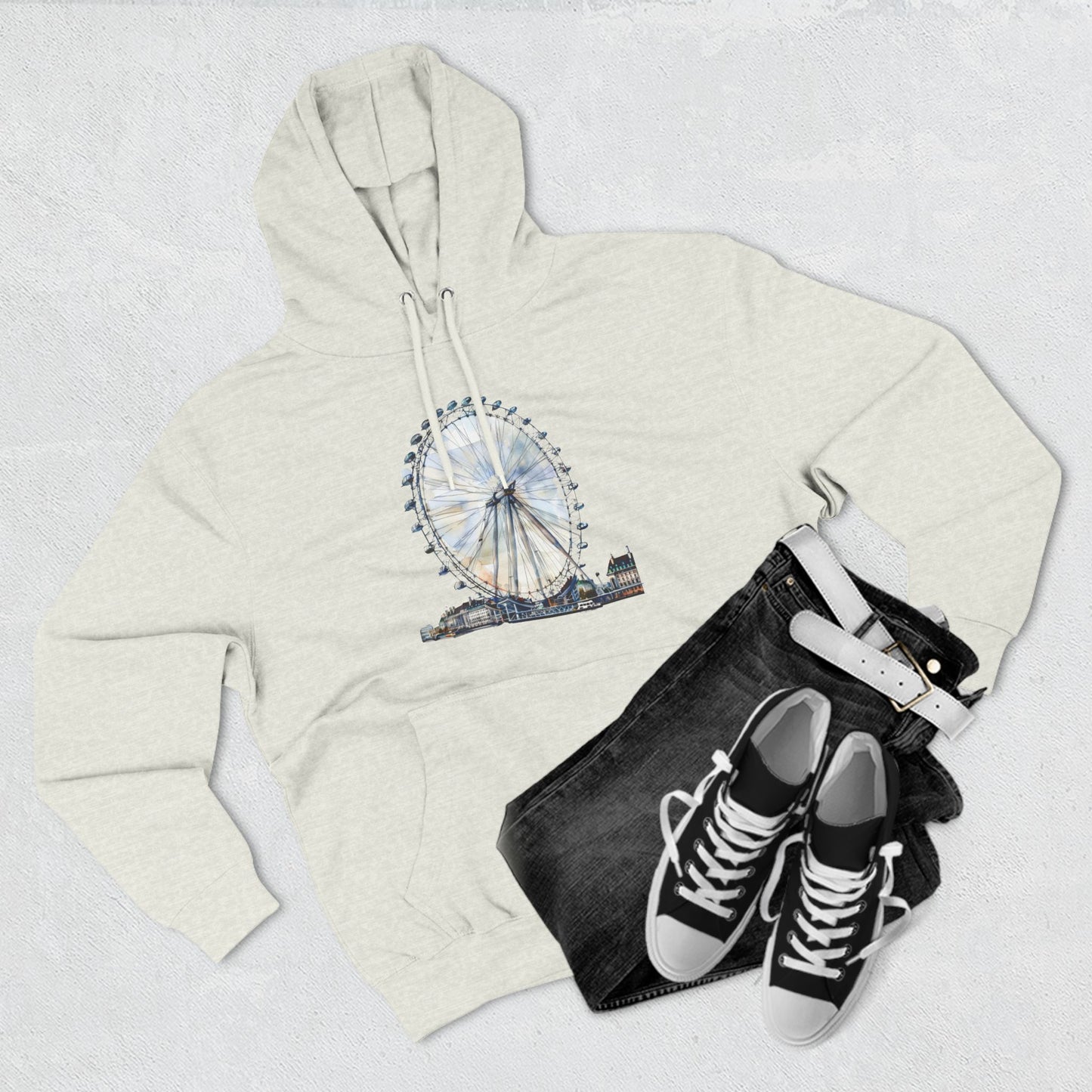 Three-Panel Fleece Hoodie - London Eye - Iconic Ferris Wheel