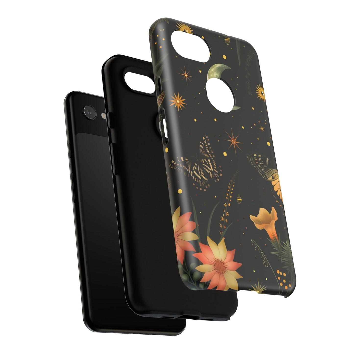 Floral Phone Case - Tough Cases with Moon and Butterflies, Bohemian Chic, Gift for Nature Lovers, Unique Tech Accessories, Stylish [...]