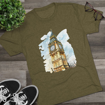 Iconic Big Ben Clock Tower Soft  Unisex Tri-Blend Crew Tee