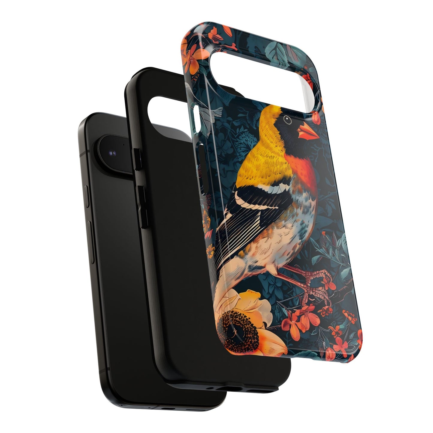 Colorful Bird Phone Case, Floral Phone Cover, Tough Phone Protector, Nature Lover Gift, Botanical Case, Unique Mobile Accessory