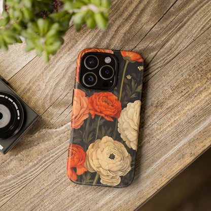 Floral Phone Case with Tough Protection, Blooming Ranunculus Design, Durable Cover, Gift for Flower Lovers, Eco-Friendly Phone Accessory