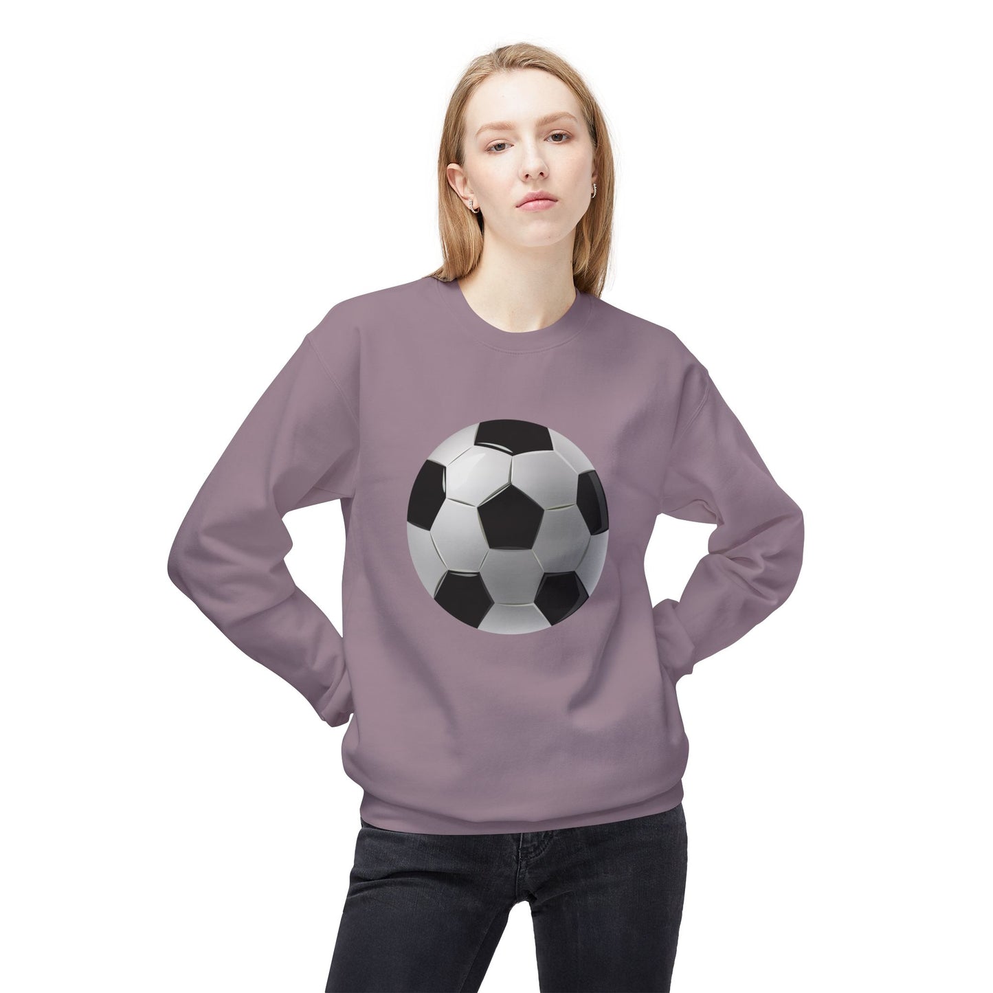 Unisex Midweight Softstyle Fleece Crewneck Sweatshirt - Dynamic Football Design - Sports Passion and Energy
