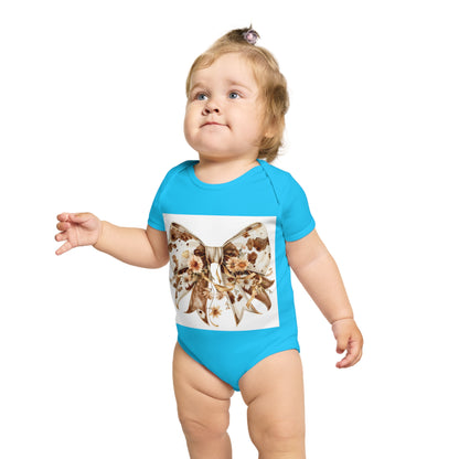 Floral Bow Short Sleeve Baby Bodysuit - Perfect for Newborns and Infants