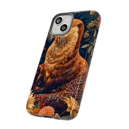 Otter Phone Case, Floral Otter Design, Tough Phone Cover, Nature Lover Gift, Cute Animal Accessories