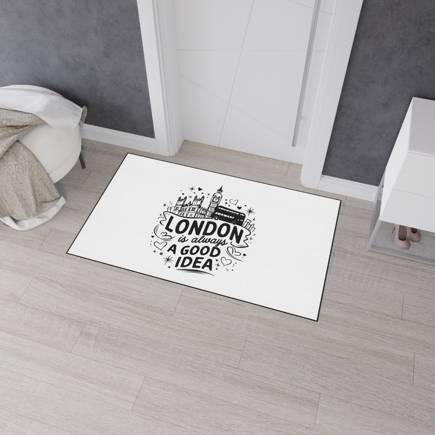 London-Inspired Floor Mat, Welcome Mat, Home Decor, Gift for Travelers, London Themed Entryway Mat