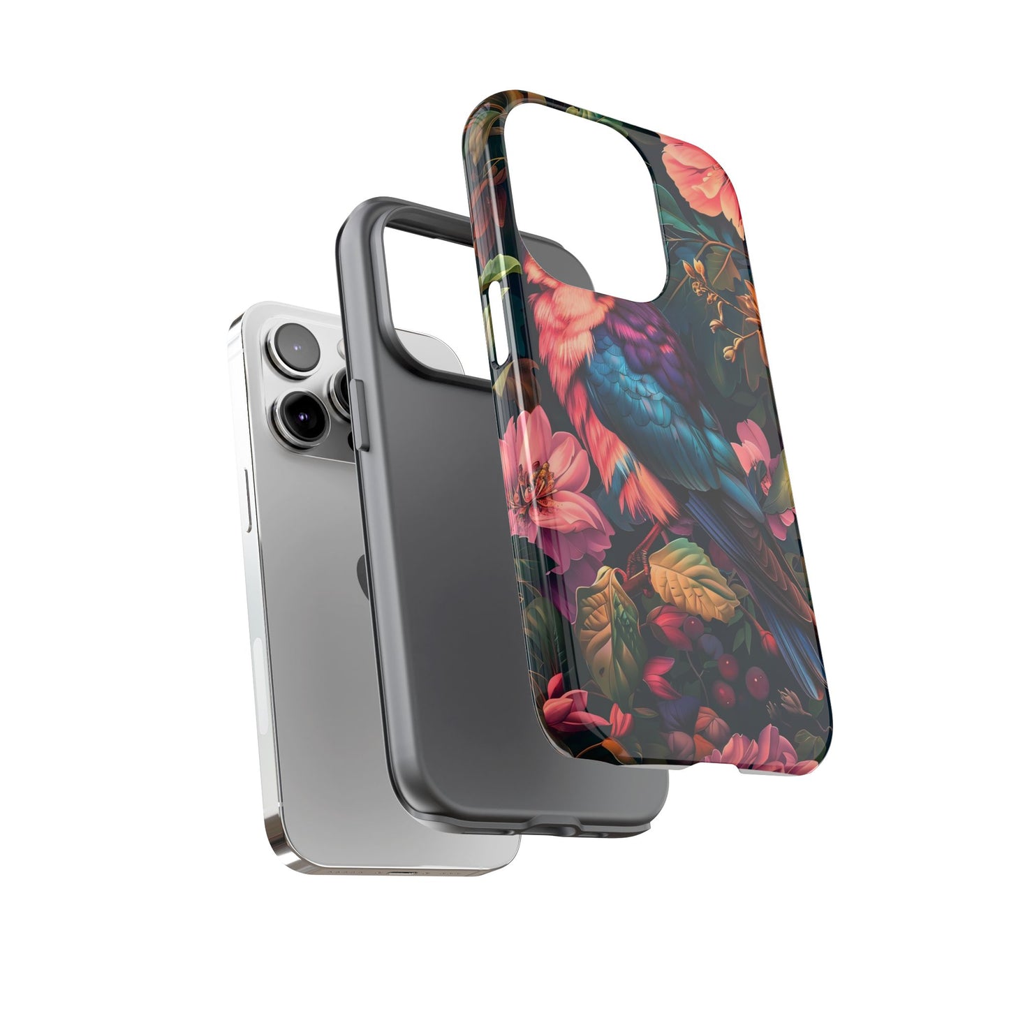 Tough Cases: Vibrant Tropical Bird Phone Case, Floral Smartphone Cover, Nature Lover Gift, Boho Phone Accessory, Cute Bird Case