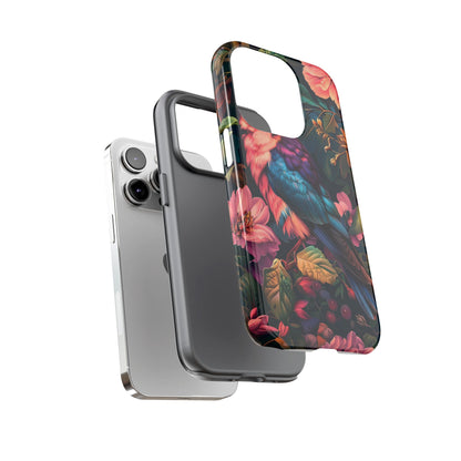 Tough Cases: Vibrant Tropical Bird Phone Case, Floral Smartphone Cover, Nature Lover Gift, Boho Phone Accessory, Cute Bird Case