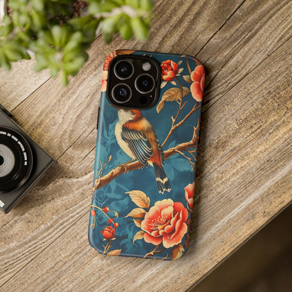 Bird & Floral Phone Case, Tough Cases for Nature Lovers, Gift for Her, Customizable Design, Vibrant Tech Accessories