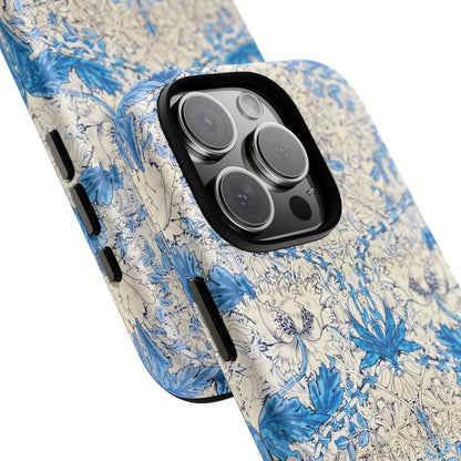 Elegant Floral Phone Case, Tough iPhone Cover, Stylish Mobile Protector, Blue Patterned Case, Unique Gift for Her