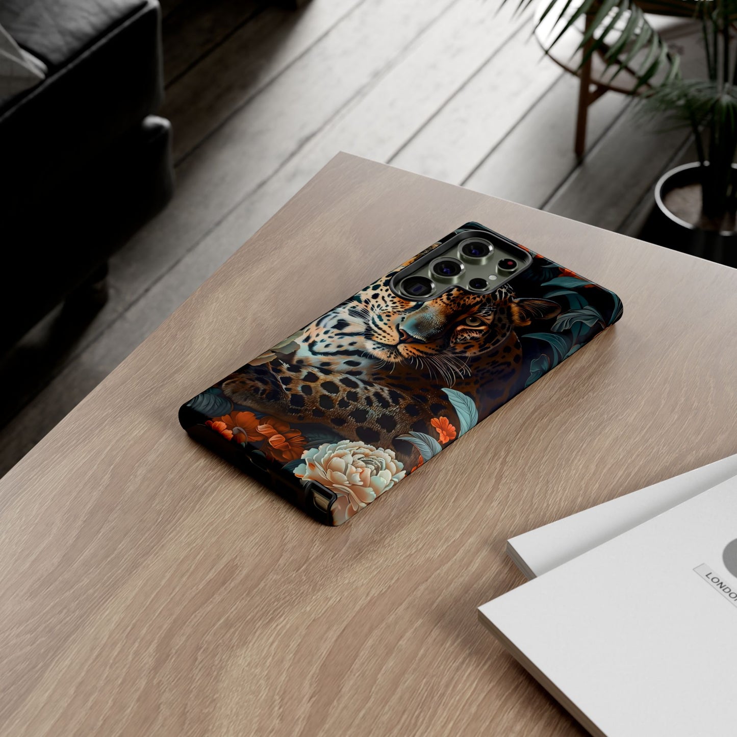 Wildlife Phone Case with Leopard Design | Tough Cases, Animal Prints, Floral Phone Cover, Gift for Nature Lovers, Unique Phone Accessories