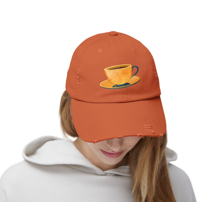 Unisex Distressed Coffee Cup Cap – Casual, Trendy Hat for Coffee Lovers, Great Gift for Birthdays, Holidays, and Everyday Wear