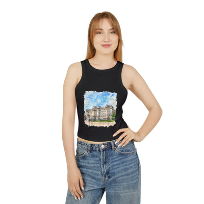 Women's Micro Rib Racer Tank Top - Street London Aesthetics - Urban Charm and Classic City Vibes