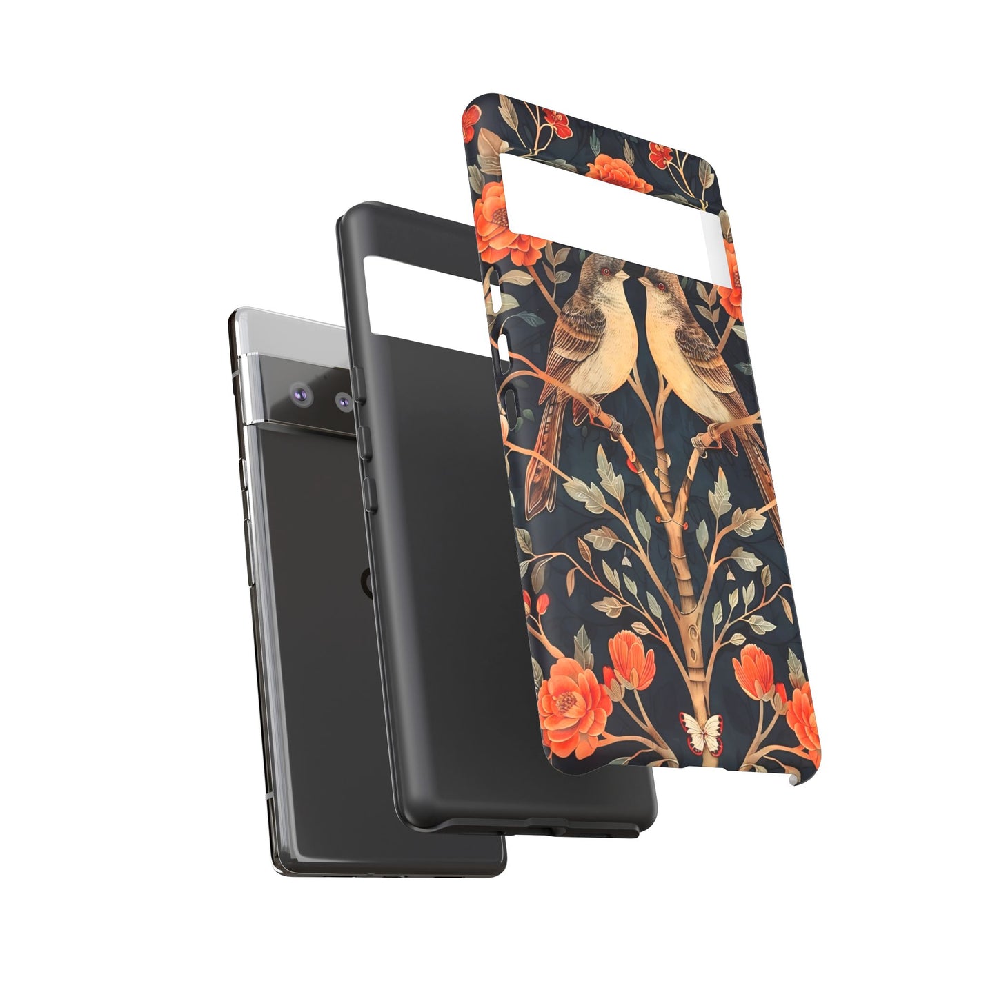 Floral Phone Case – Tough Cases with Bird Design, Unique Gift for Nature Lovers, Stylish Tech Accessory, Phone Cover, Artistic Case