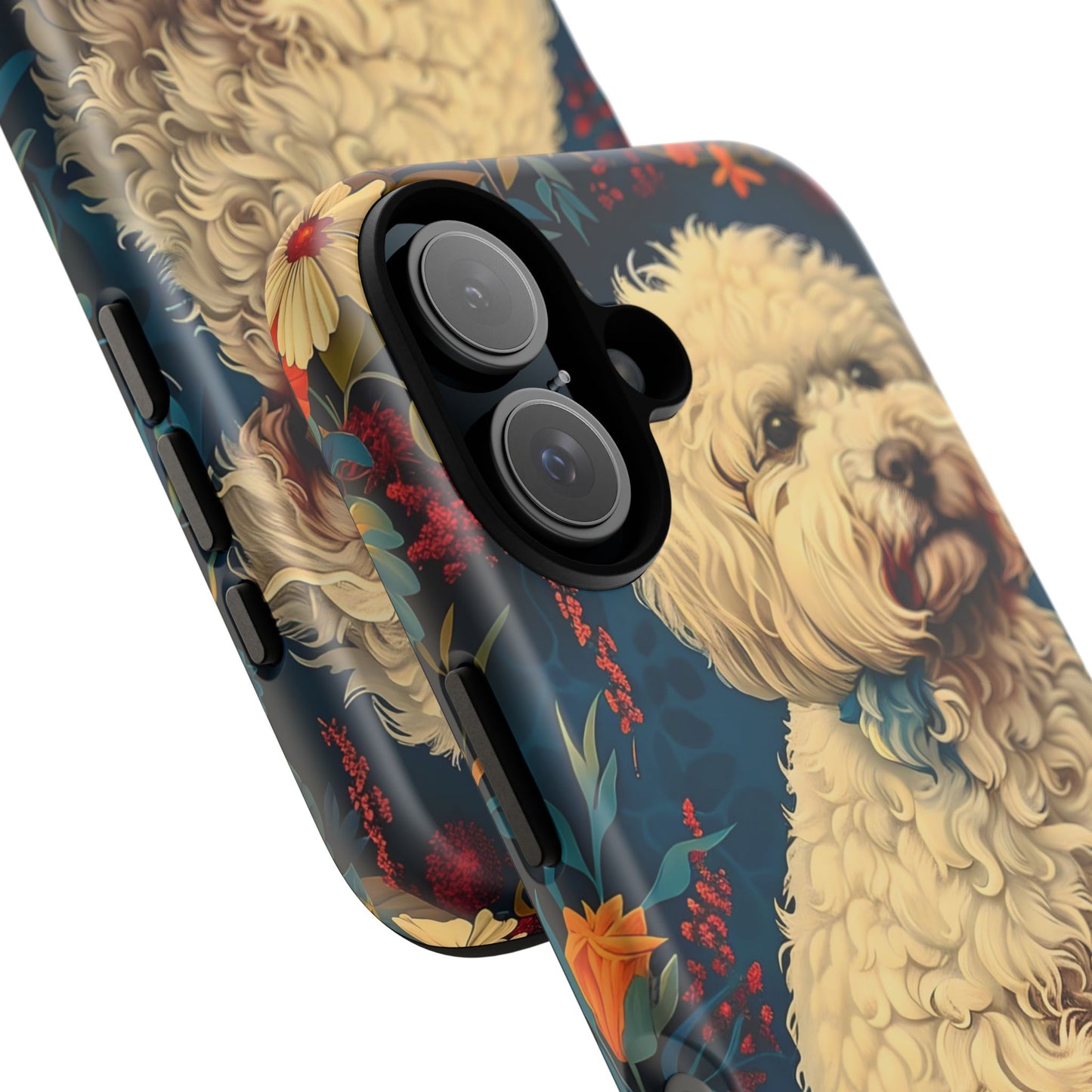 Cute Dog Phone Case, Pet Lover Gift, Floral Design Tough Case, Custom Dog Art, Birthday Gift for Dog Owners, Unique Phone Accessories