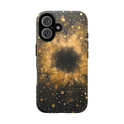 Stylish Phone Case with Golden Galaxy Design, Tough Phone Cover, Trendy Mobile Accessory, Gift for Space Lovers, Protective Phone Shell