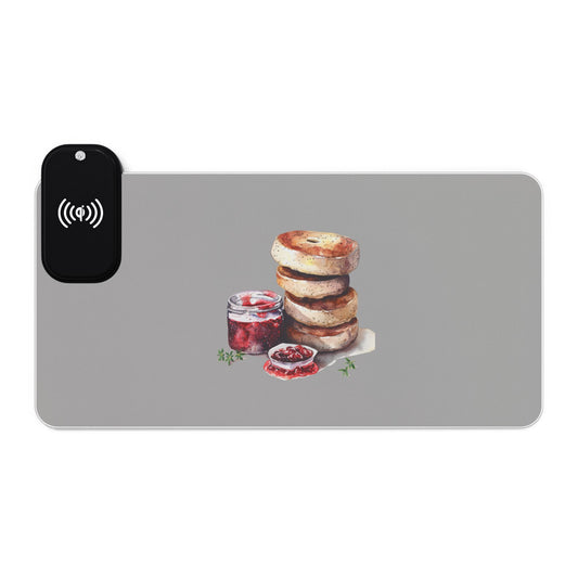 Scones & Jam – Classic English Treat - LED Gaming Mouse Pad with Wireless Charging - Stylish Desk Accessory for Gamers and Tech Lovers, Perfect for Birthdays, Holidays, Desk [...]