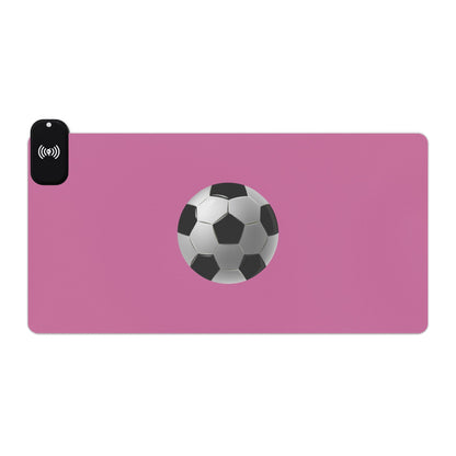 Black and White Soccer Ball - LED Gaming Mouse Pad with Wireless Charging, Ideal for Gamers, Modern Desk Decor, Perfect Gift for Birthdays, Holidays, and More
