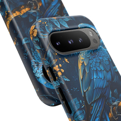 Tough Cases - Vibrant Blue Parrot Phone Case, Tropical Bird Phone Cover, Nature Lover Gift, Eco-Friendly Accessories, Unique Wildlife Decor