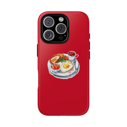 Breakfast-Inspired Phone Case, Tough Phone Covers, Foodie Gifts, Unique Accessories, Cute Kitchen Decor, Red Phone Case