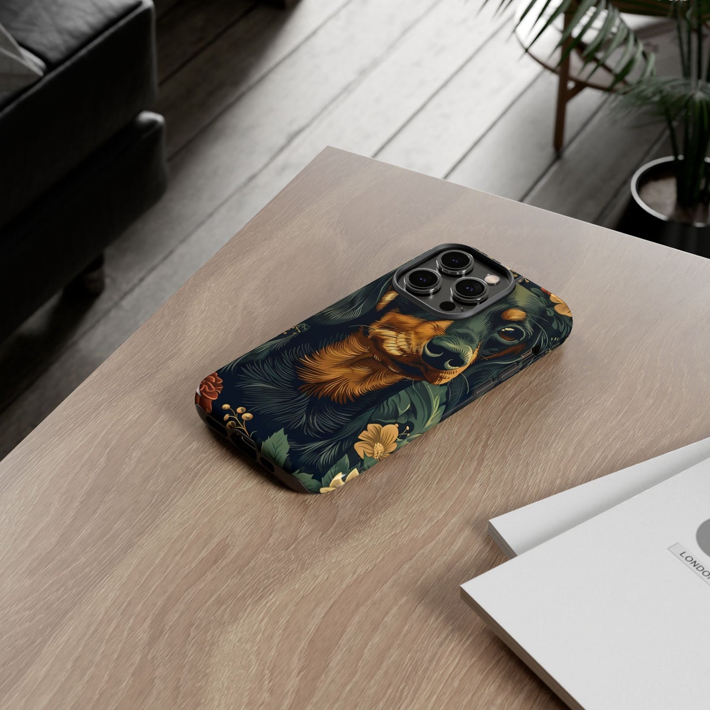 Dachshund Phone Case, Floral Pet Phone Cover, Dog Lover Gift, Tough Phone Case, Custom Dachshund Design, Unique Dog Owner Accessory